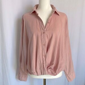 YFB Young Fabulous & Broke Revolve Tourist Top Size S Linen Blend Pink Twist EUC